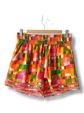 C&C California Crochet Circle Trim Linen Shorts Size M